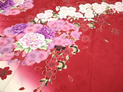平和屋着物●豪華振袖　刺繍　草花文　暈し染め　金彩　正絹　逸品　CABB6343ut