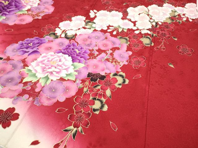 平和屋着物●豪華振袖　刺繍　草花文　暈し染め　金彩　正絹　逸品　CABB6343ut