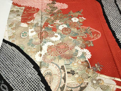 平和屋着物●豪華振袖　絞り　花車文　金銀彩　正絹　逸品　CABB6344ut