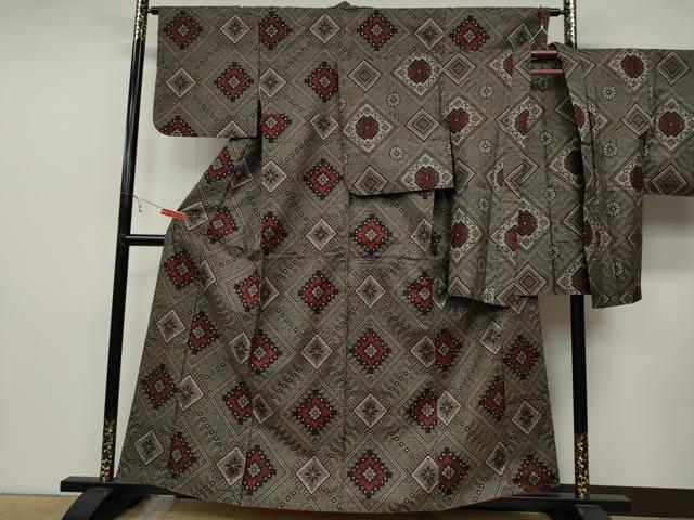 平和屋着物○本場大島紬 龍郷絣 秋名バラ 正絹 逸品 DAAZ0494ps 平和屋