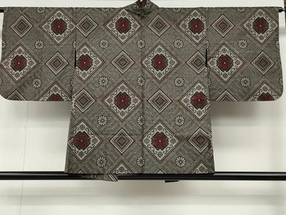 平和屋着物●本場大島紬　龍郷絣　羽織セット　菱花文　正絹　逸品　CABB6349ut