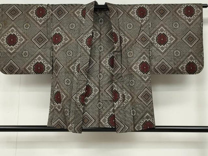 平和屋着物●本場大島紬　龍郷絣　羽織セット　菱花文　正絹　逸品　CABB6349ut