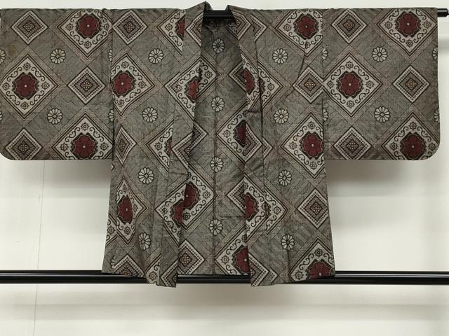 平和屋着物●本場大島紬　龍郷絣　羽織セット　菱花文　正絹　逸品　CABB6349ut