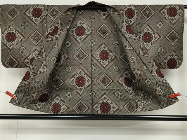 平和屋着物●本場大島紬　龍郷絣　羽織セット　菱花文　正絹　逸品　CABB6349ut