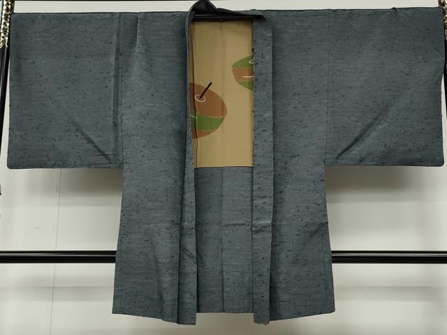 平和屋着物●男性 髭紬 アンサンブル 墨色 正絹 逸品 CABB6357ut