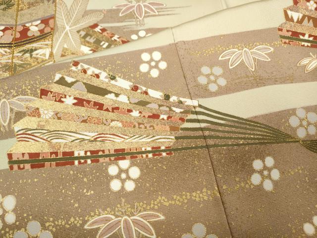 平和屋着物○豪華色留袖 駒刺繍 貝桶檜扇花文 金彩