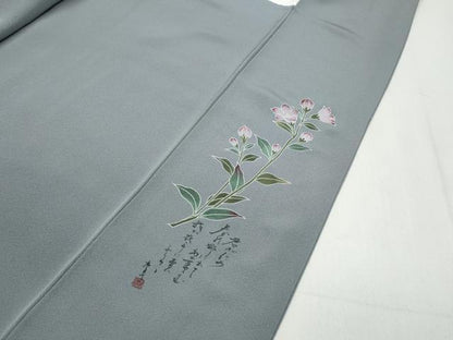 平和屋着物●豪華振袖　作家物　灰青色　正絹　逸品　CABB6364ut