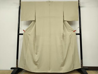 平和屋着物●上質な色無地　蒸栗色　お召縮緬　正絹　逸品　CABB6366ut