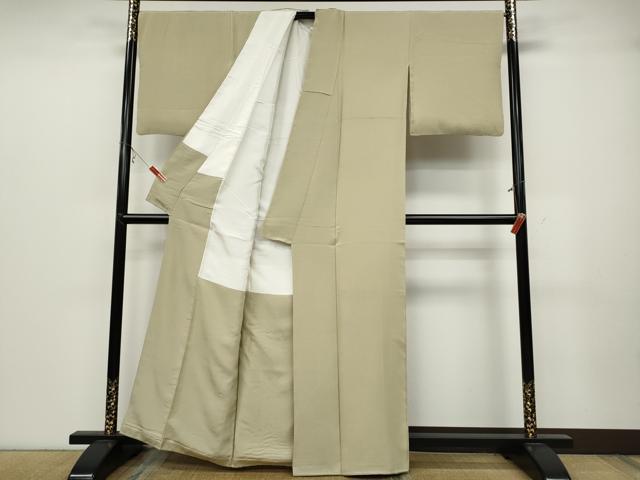 平和屋着物●上質な色無地　蒸栗色　お召縮緬　正絹　逸品　CABB6366ut