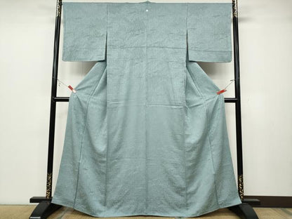 平和屋着物●上質な色無地　草葉地紋　秘色色　正絹　逸品　CABB6367ut