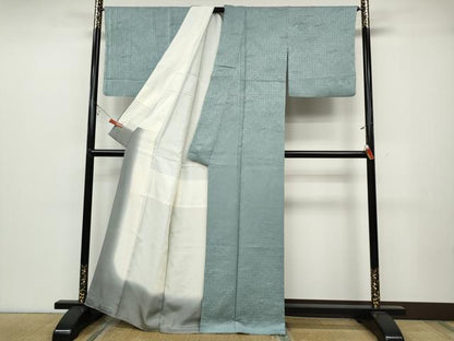平和屋着物●上質な色無地　草葉地紋　秘色色　正絹　逸品　CABB6367ut
