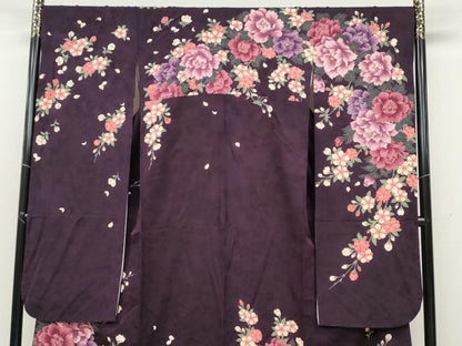 平和屋着物●豪華振袖　刺繍　舞花文　金糸　正絹　逸品　CABB6371ut