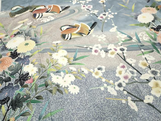 平和屋着物○訪問着 流水鴛鴦花文 たたき染め 金彩 正絹 逸品 CABB6374ut