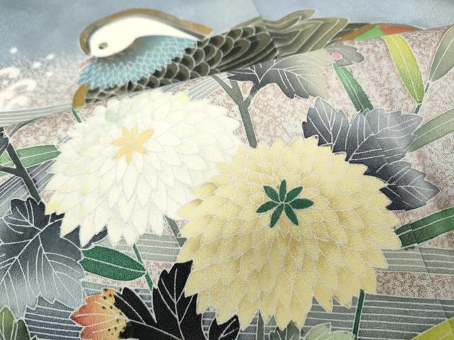 平和屋着物○訪問着 流水鴛鴦花文 たたき染め 金彩 正絹 逸品 CABB6374ut