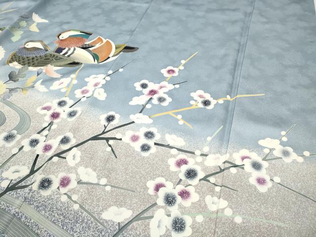 平和屋着物●訪問着　鴛鴦文　たたき染め　金彩　正絹　逸品　CABB6239ut 平和屋着物○訪問着 鴛鴦文 たたき染め 金彩 正絹 逸品 CABB6239ut
