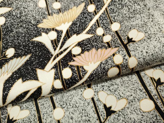平和屋着物●訪問着　枝花文　たたき染め　金彩　正絹　逸品　CABB6375ut