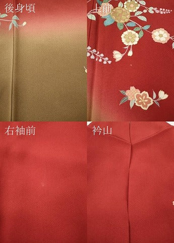 平和屋着物●訪問着　枝花文　暈し染め　金彩　正絹　逸品　CABB6376ut