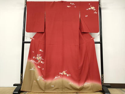 平和屋着物●訪問着　枝花文　暈し染め　金彩　正絹　逸品　CABB6376ut