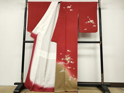 平和屋着物●訪問着　枝花文　暈し染め　金彩　正絹　逸品　CABB6376ut