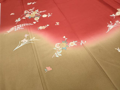 平和屋着物●訪問着　枝花文　暈し染め　金彩　正絹　逸品　CABB6376ut