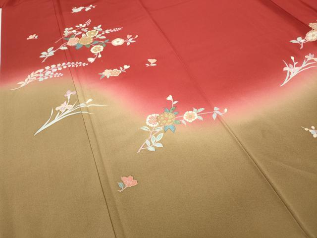 平和屋着物●訪問着　枝花文　暈し染め　金彩　正絹　逸品　CABB6376ut
