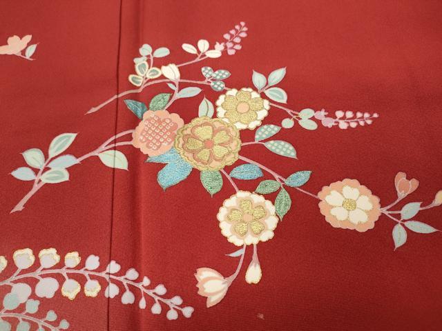 平和屋着物●訪問着　枝花文　暈し染め　金彩　正絹　逸品　CABB6376ut
