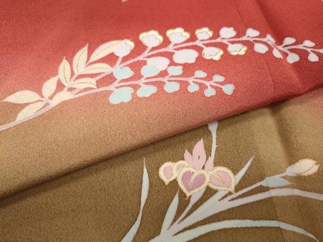 平和屋着物●訪問着　枝花文　暈し染め　金彩　正絹　逸品　CABB6376ut