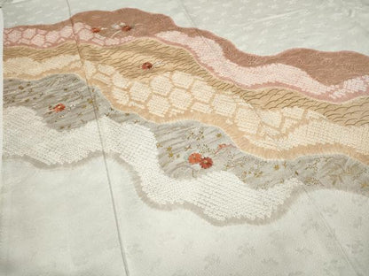 平和屋着物●訪問着　絞り　刺繍　道長芝草花文　金彩　正絹　逸品　CABB6377ut