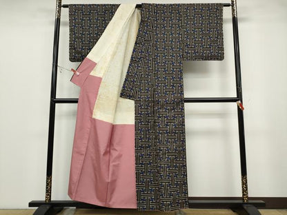平和屋着物●本場大島紬　龍郷絣　秋名バラ　正絹　逸品　CABB6388ut