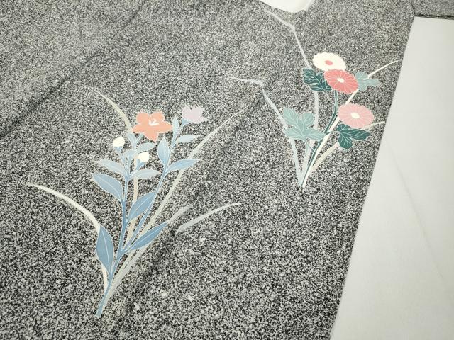 平和屋着物●訪問着　刺繍　花蝶文　たたき染め　金彩　正絹　逸品　CABB6391ut