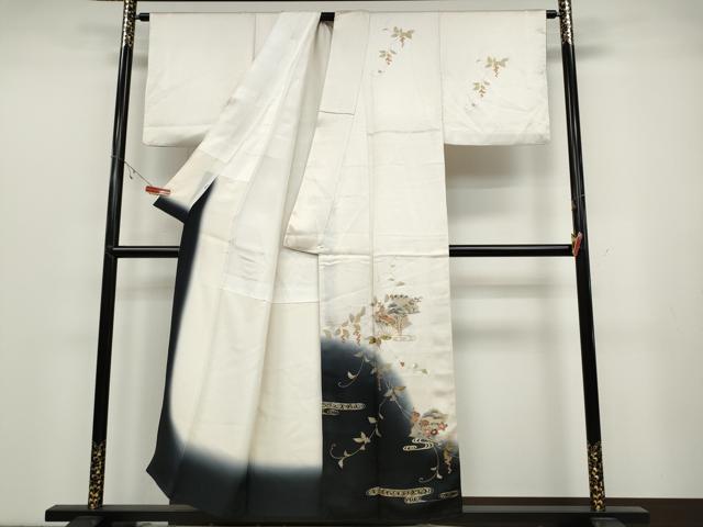 平和屋着物●訪問着　扇面南天花文　暈し染め　金彩　正絹　逸品　CABB6397ut