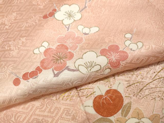 平和屋着物○訪問着 駒刺繍 松皮菱枝花文 金彩 ロング