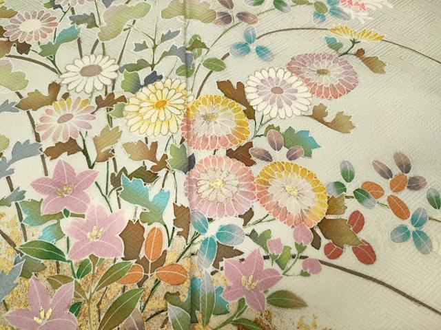 平和屋着物●訪問着　作家物　流水籬草花文　暈し染め　金彩　正絹　逸品　CABB6399ut