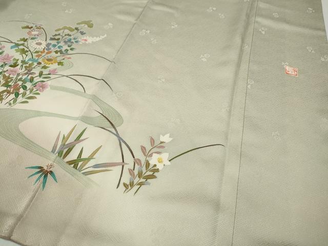 平和屋着物●訪問着　作家物　流水籬草花文　暈し染め　金彩　正絹　逸品　CABB6399ut
