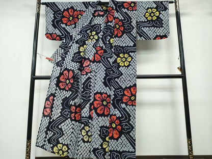 平和屋着物∴夏物 浴衣 有松鳴海絞り 流水舞花文 綿 逸品 CABB6401ng