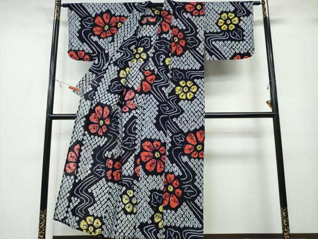 平和屋着物∴夏物 浴衣 有松鳴海絞り 流水舞花文 綿 逸品 CABB6401ng