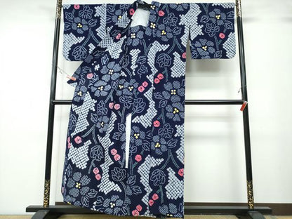 平和屋着物∴夏物 浴衣 有松鳴海絞り 草花文 綿 逸品 CABB6403ng