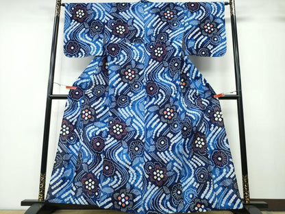 平和屋着物∴夏物 浴衣 有松鳴海絞り 流水舞花文 綿 逸品 CABB6404ng