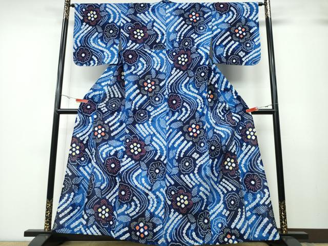 平和屋着物∴夏物 浴衣 有松鳴海絞り 流水舞花文 綿 逸品 CABB6404ng