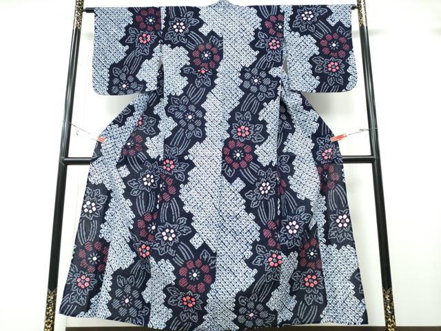 平和屋着物∴夏物 浴衣 有松鳴海絞り 舞花文 綿 逸品 CABB6405ng