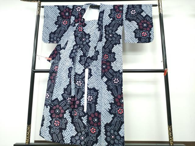 平和屋着物∴夏物 浴衣 有松鳴海絞り 舞花文 綿 逸品 CABB6405ng