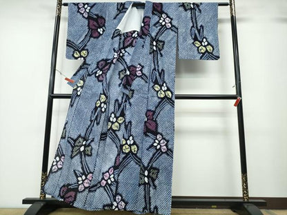 平和屋着物∴夏物 浴衣 有松鳴海絞り 杜若 綿 逸品 CABB6406ng