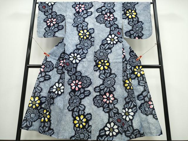 平和屋着物∴夏物 浴衣 有松鳴海絞り 舞花文 綿 逸品 CABB6411ng