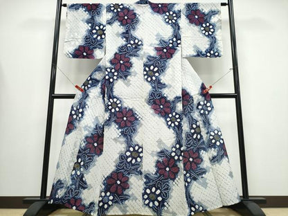 平和屋着物∴夏物 浴衣 有松鳴海絞り 芝草菊文 綿 逸品 未使用 CABB6412ng