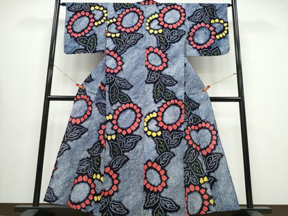 平和屋着物∴夏物 浴衣 有松鳴海絞り 向日葵 ひまわり 綿 逸品 CABB6413ng