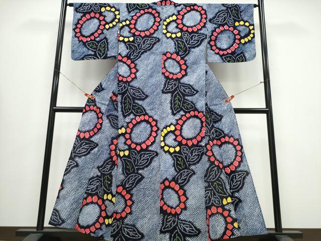 平和屋着物∴夏物 浴衣 有松鳴海絞り 向日葵 ひまわり 綿 逸品 CABB6413ng