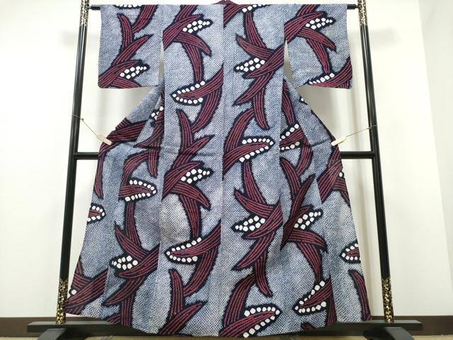 平和屋着物∴夏物 浴衣 有松鳴海絞り 草花文 綿 逸品 CABB6416ng
