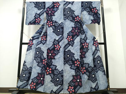 平和屋着物∴夏物 浴衣 有松鳴海絞り 舞花文 綿 逸品 CABB6418ng