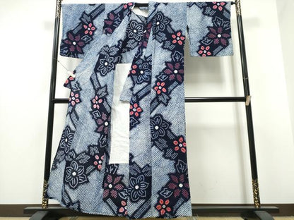 平和屋着物∴夏物 浴衣 有松鳴海絞り 舞花文 綿 逸品 CABB6418ng