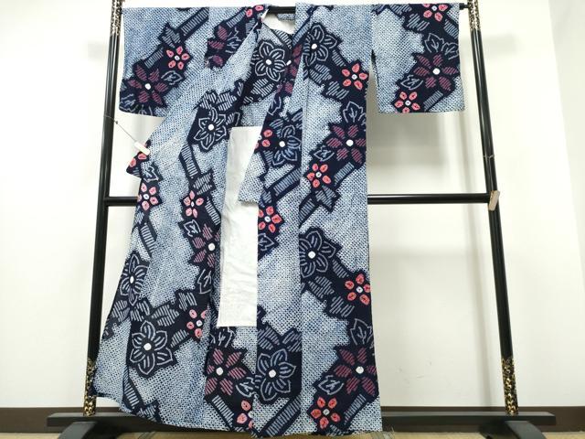 平和屋着物∴夏物 浴衣 有松鳴海絞り 舞花文 綿 逸品 CABB6418ng